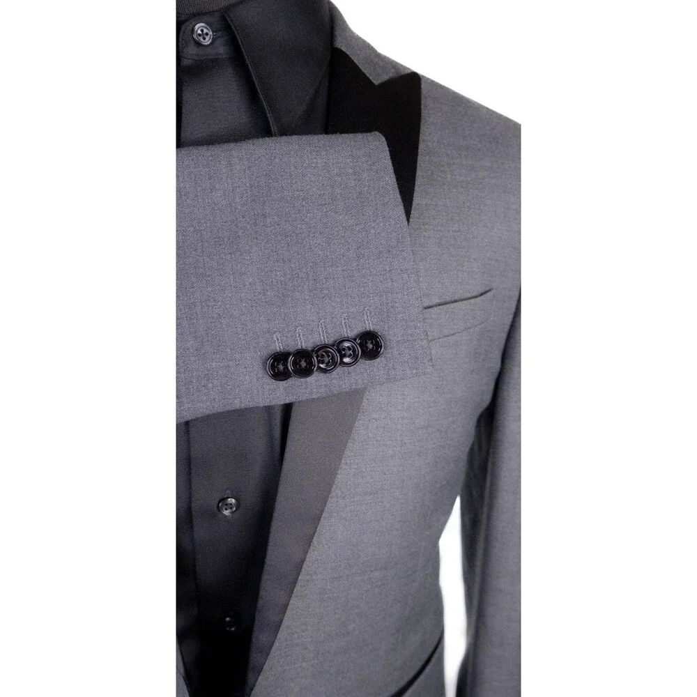 Express Slim Blazer Tuxedo Jacket Solid Gray Size 36S One Button Coat